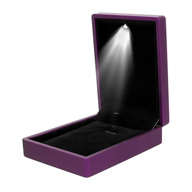 LED Lighted Bracelet Ring Necklace Luxury Box Storage Organizer Pendant Box Case Package For Anniversary And Display Engagement Gift Wedding Accessories Jewelry Supplies