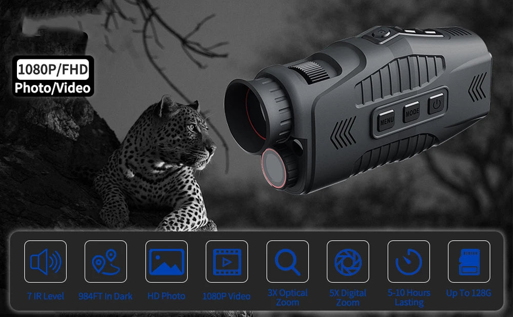 NEW Night Vision Goggles,1080P 64GB Card Digital Night Vision Monocular, Infrared Monocular Save Photos/Videos, Thermal Imaging Telescopes Outdoor Camping Hunting