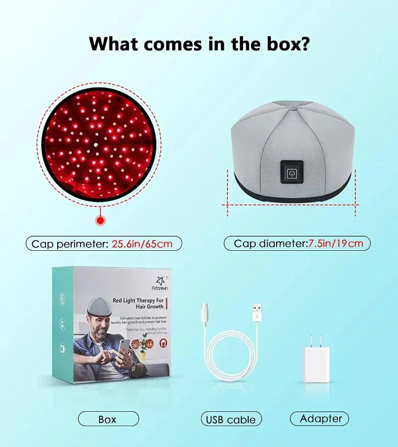 Hair Growth Cap LED Red Light Therapy Devices Anti Hair Loss Anxiety Stress Relief Head Pain Hat Scalp Relax Massager Helmet