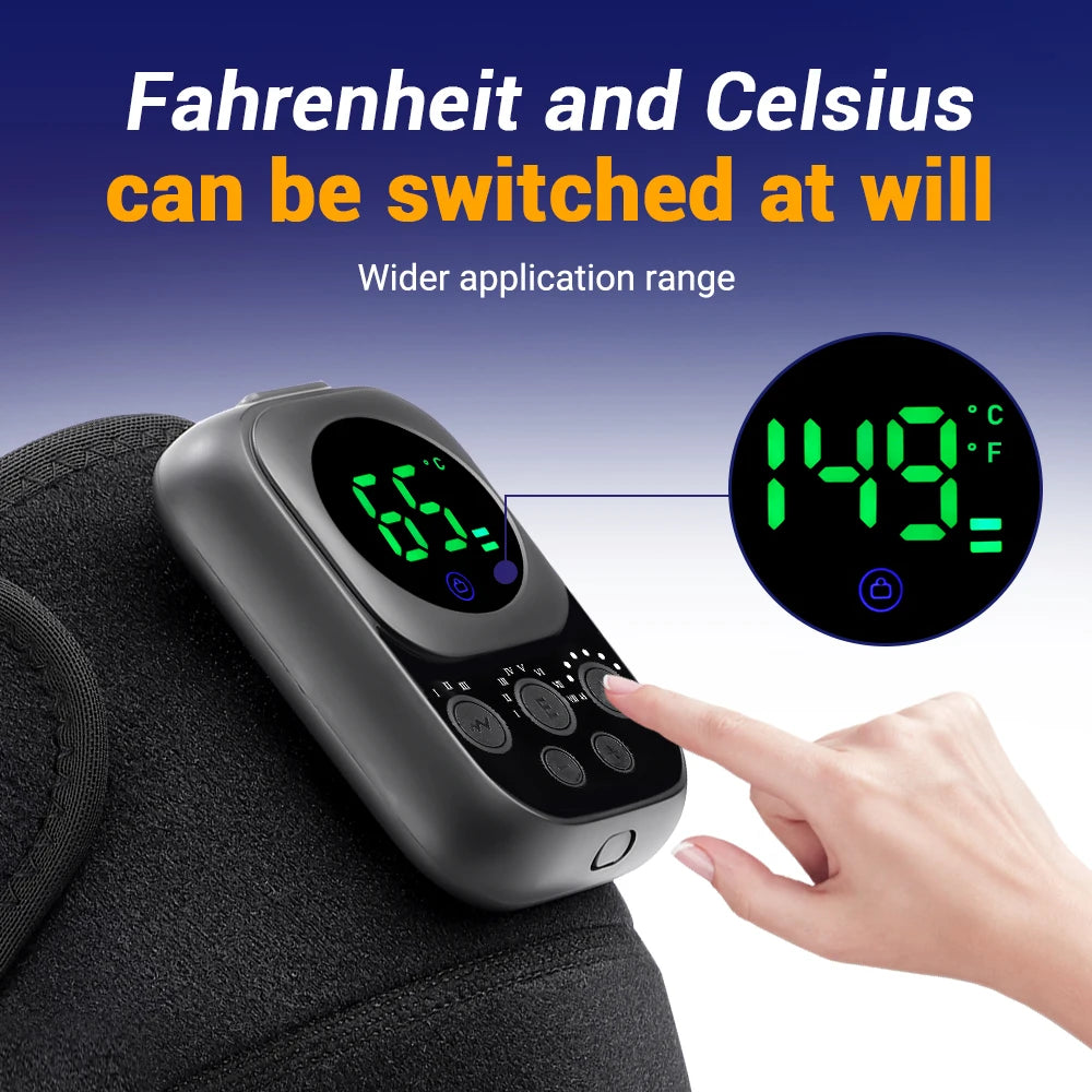 NEW Arrivals Wireless Control Heating Vibration Knee Pad Detachable Black With A Maximum Battery Life Of 10 Hours USB Rechargeable Health Care Supplies