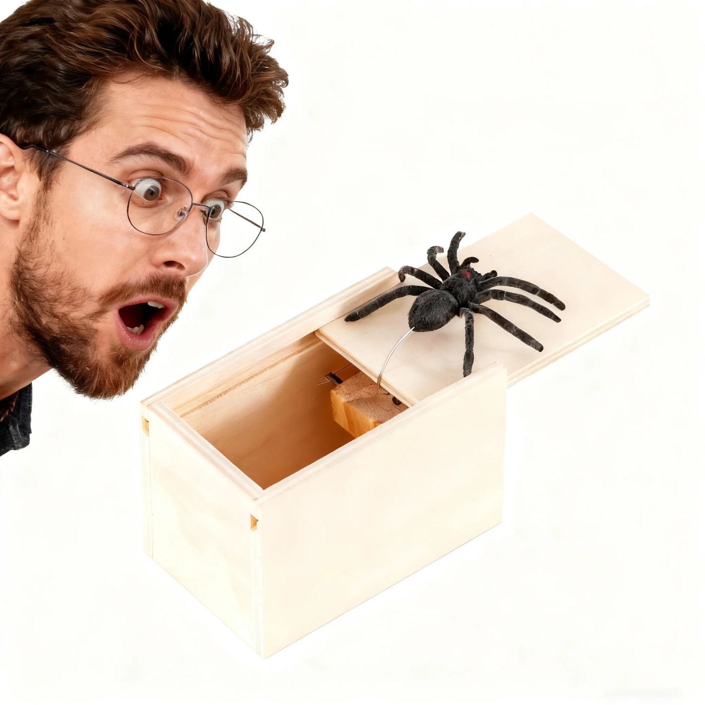2PCS Set Trick Spider Prank Funny Scare Box Wooden Hidden Box Quality Prank Wooden Scare Box Fun Game Prank Trick Friend Office Toys