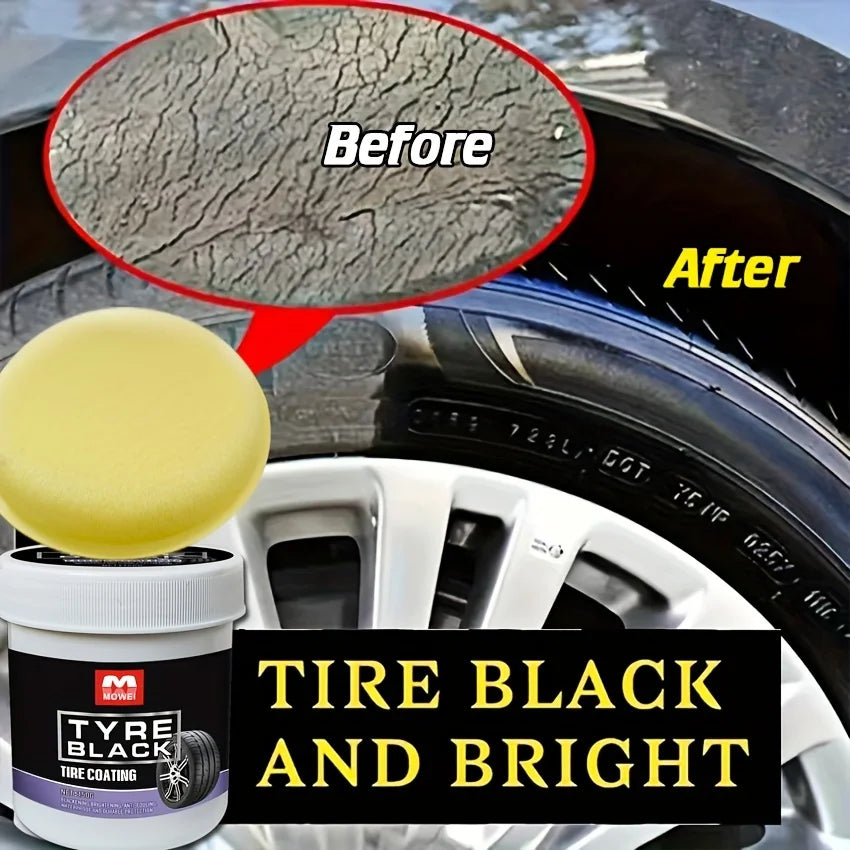 NEW Arrivals Car Motorcycle Tire Blackening Coating Wax - Hydrating Luster and Protection, Anti-Aging Tire Care Coating with Sponge Applicator Car Vehicle Accessories