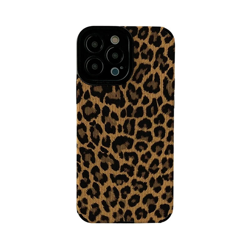 Brown Leopard Print Phone Case For iPhone 15 12 13 14 11 Pro Max Mini 7 8 Plus X XS XR SE Soft Shockproof Bumper Cover