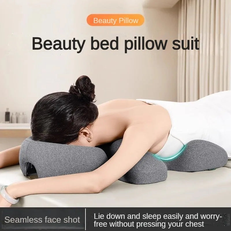 NEW Arrivals 2PCS Set 4 Colors Memory Foam Salon Massage Pillow Universal Face Cradle for Massage SPA Beauty Salon Pad Relax U Shape Face Chest Ribs Pillow Massage Set