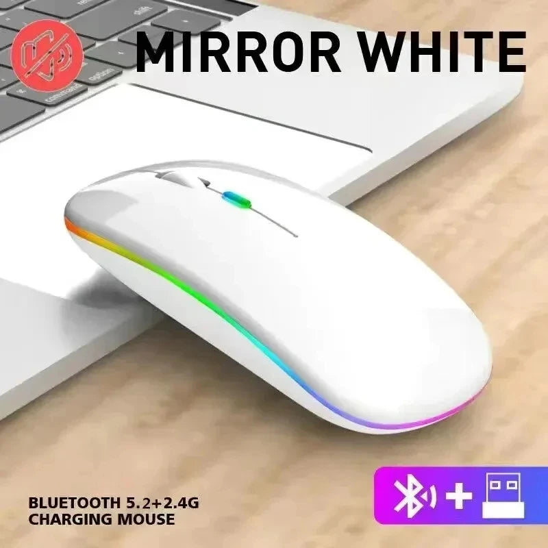 NEW Wireless Mouse Rechargeable Silent LED Backlit Mice PC Laptop Computer Mouse 2.4Ghz Receiver Bluetooth Dual Mode Optical Mice Computer Accessories Electronic Supplies