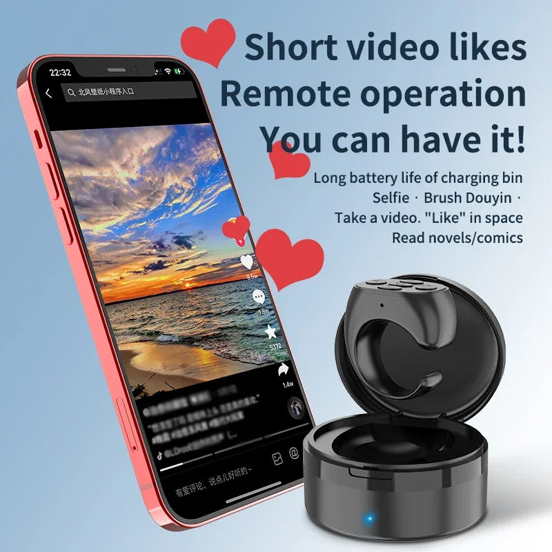 NEW Arrivals For TikTok Fingertip Remote Control Ring Bluetooth Novels Comics Turn Page Music App Controller Selfie Camera Shutter For iPhone Mobile Phones Accessories