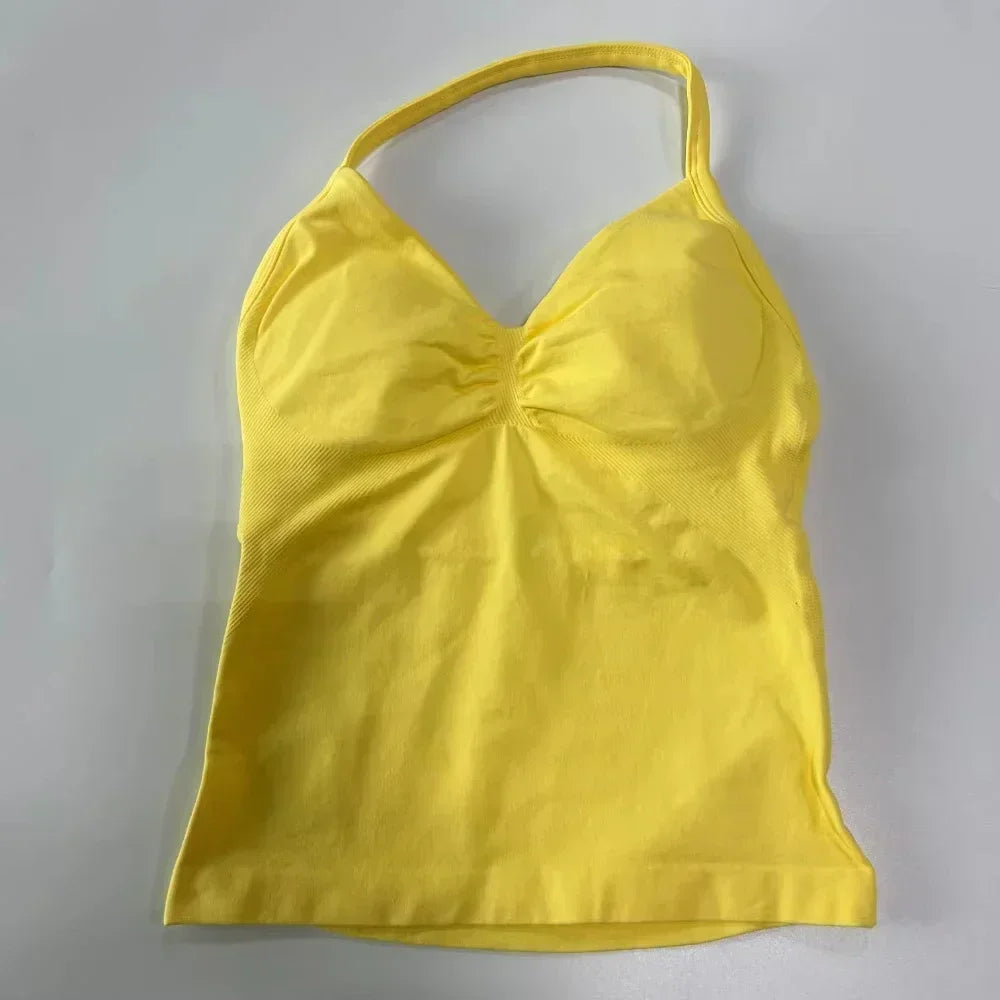 NEW Arrivals Halter Back Neck Top Push Up Vest Running Vest Sports Top Sports Bra Sports Vest Women's Sportswear Yoga Clothing