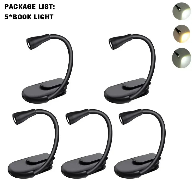 NEW Arrivals 5~10PCS Set Mini Book Light Laptop Keyboard Portable Clip Night Light USB Charging LED Dimmable Bedroom Eye Protect Camping Clip 360° Flip Book Lamp