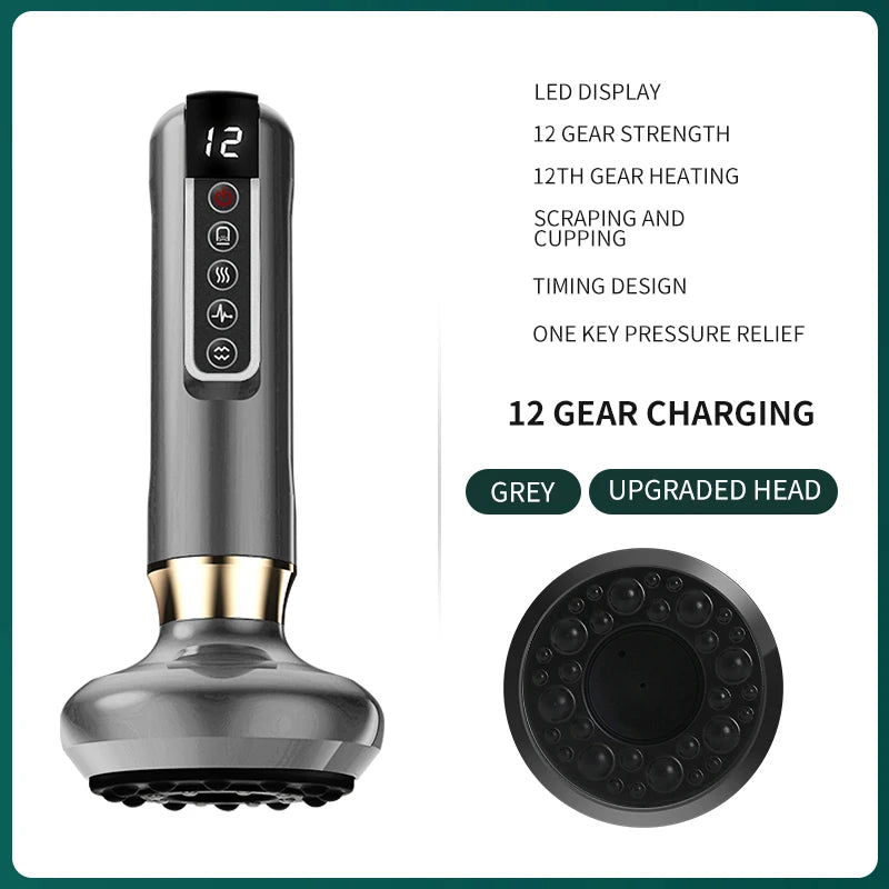 NEW Arrivals Electric Cupping Massager Vacuum Suction Cup 12 Levels Infrared Ball Heating Anti Cellulite Health Scraping Heating Slimming Massage Acupoints Therapy Treatment Health Care Supplies