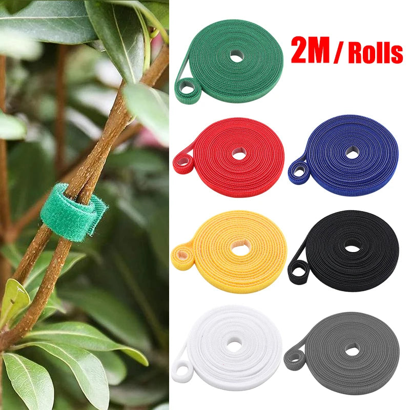 3PCS Rolls Green Garden Twine Plant Ties Nylon Plant Bandage Garden Hook Loop Bamboo Cane Wrap Support Garden Accessories