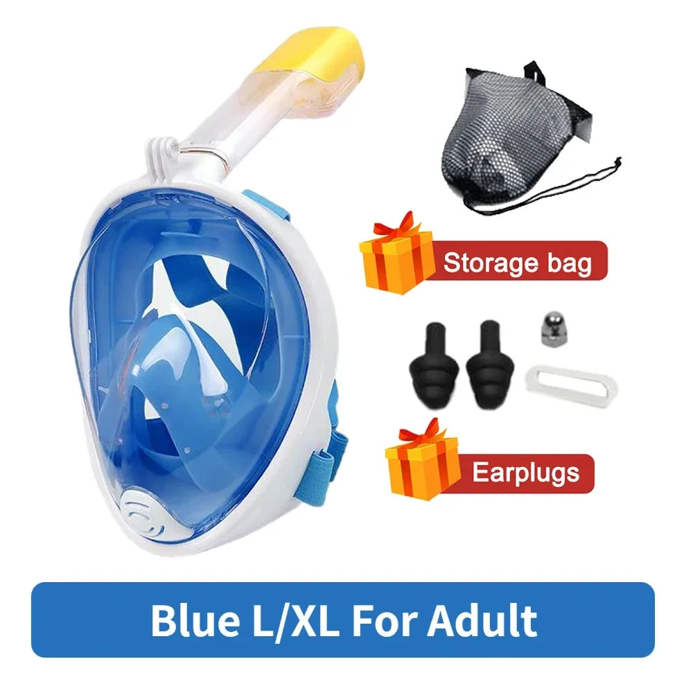 NEW Adults XL /Kids XS Size Full Face Snorkel Mask - Professional Anti-Fog Diving Goggles, Underwater Scuba Swimming Equipment