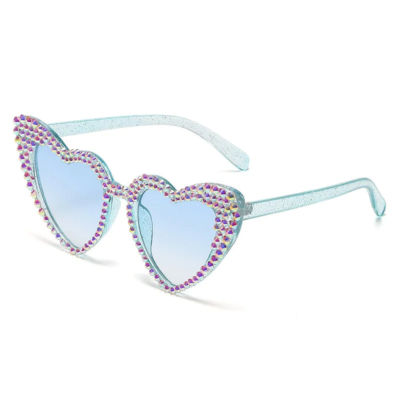 NEW Arrivals Women Luxury Diamond Frame Heart Shape Sunglasses Large Anti UV400 Sun Glasses for Ladies Wedding Guests Birthday Party New Year Party Eyewear Bachelorette Hen Party Accessories