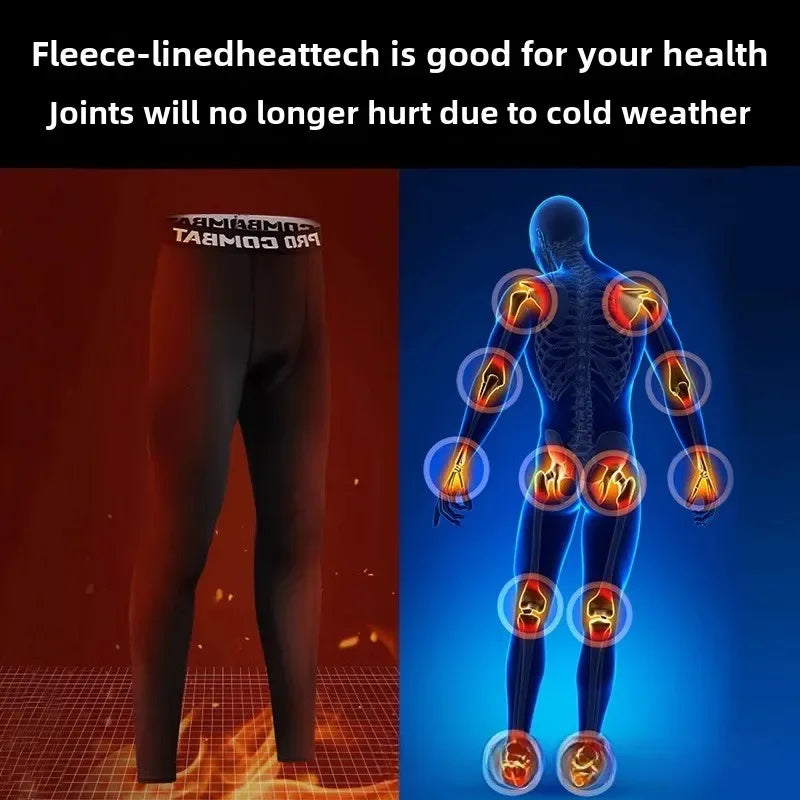 NEW 3PCS Set S-3XL(95Kg+) Men's Thermal Plush Base Layer Set Winter Thickened Cycling Morning Running Training Quick Drying Clothes Fitness Tight Sports Men's Sweats Set