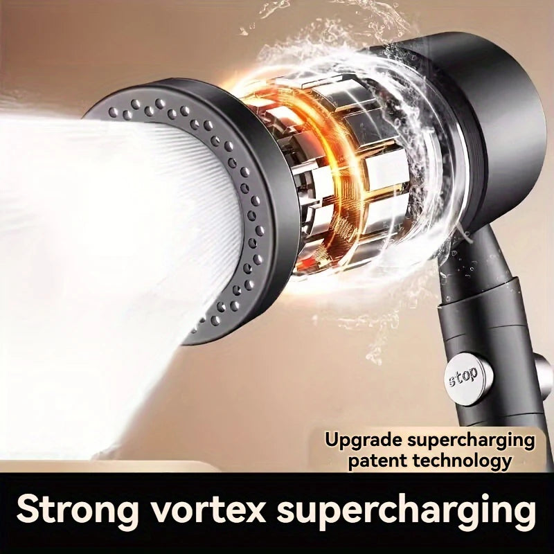 NEW Arrivals 5 Modes Full Set Handheld Powerful Shower Head New High Pressure Water Saving Filter Shower Head With One Button Stop Water Saving High Pressure Home Bathroom Accessories