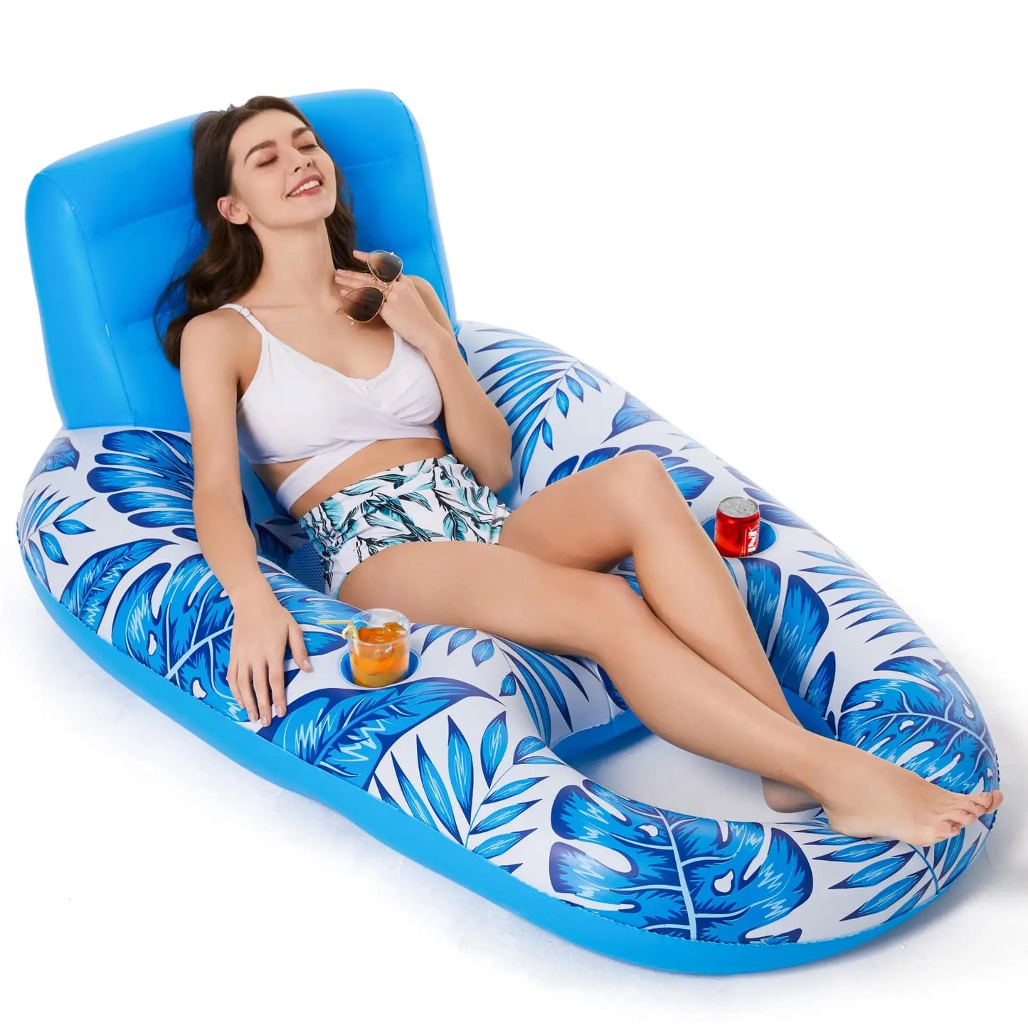 NEW Arrivals Inflatable Beach Water Pool Float Adult - Pool Floaties Lounger with Drinks Storage Floats Raft Floating Chair Water Floaties for Swimming Pool Lake Lounge Float Bed Sofa Swimming Accessories