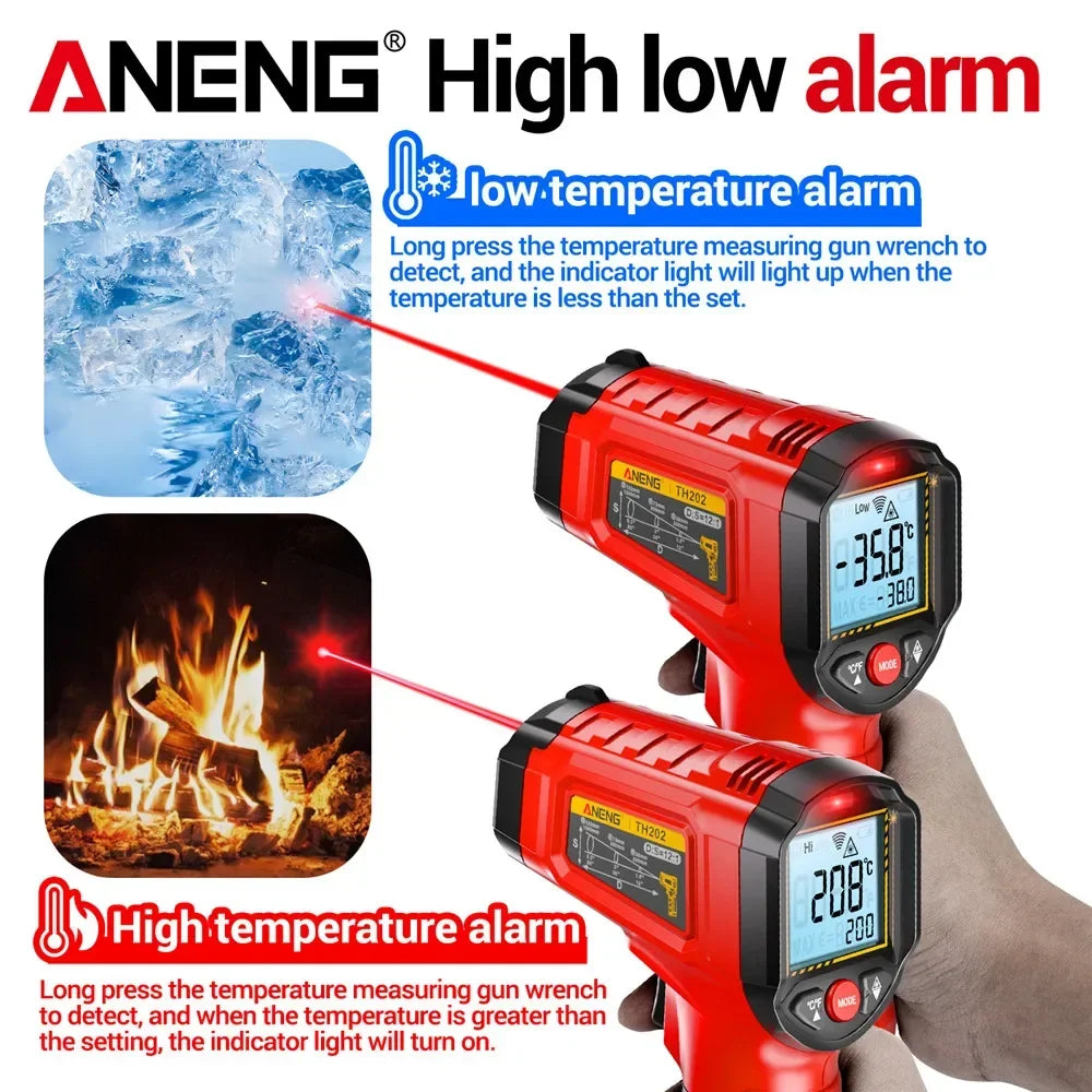NEW TH202 Infrared Black/Red Color Thermometer Non-Contact -50~600℃ Digital Laser Temperature Meter LCD display Pyrometer Point Gun Tester