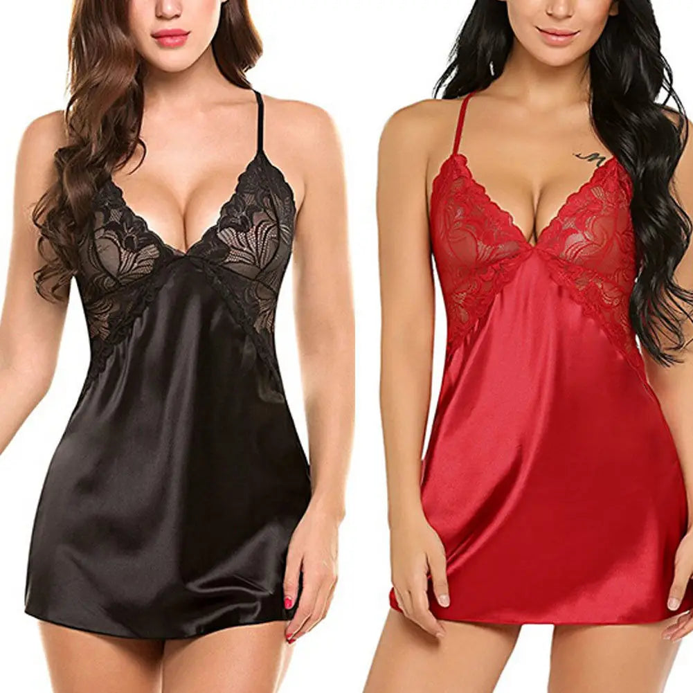 Women's sexy lace satin pajamas Women's underwear pajama sets Sexy clothing Sexy hot clothes Exotic pajamas