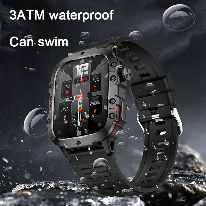 NEW For Xiaomi Military Smart Watch Men IP68 5ATM Outdoor Sports Fitness Tracker Health Monitor 1.96" BT Call Smartwatch Health Care Accessories Products Electronic Supplies