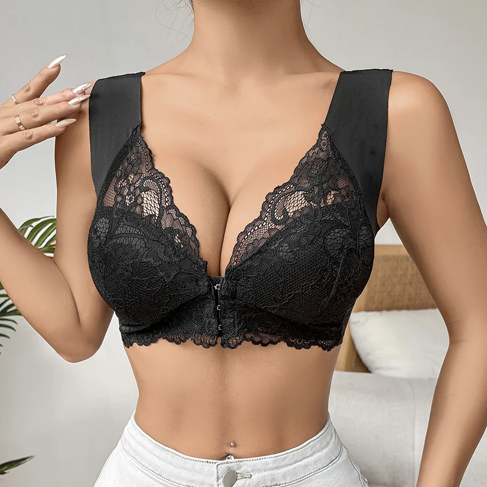 M - 9XL Plus Size 6 Colors Lace Wireless Front Closure Bra Backless Lingerie Adjusted Push Up Women Girls Brassiere Southern Gorge Underwear Lift Up Bra Female Ladies Sexy High Quality Fashion Underwear Products