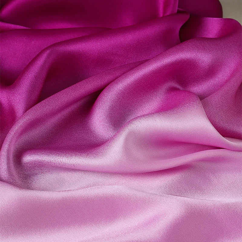 Luxury Gradient Silk Scarf Women Brand Solid Femme Shawls Wraps Bandana Head Foulard Fashion Lady Hijab Wedding Poncho