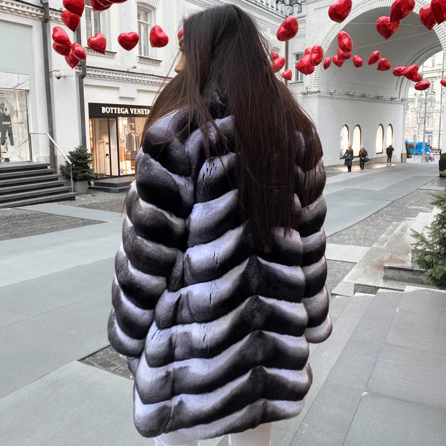 ""Low-Price Sales are Limited"" NEW HOT SALE Authentic Chinchilla Women Winter Warm Outerwear Clothes Real Rex Rabbit Mink Fur Coat Girls Jacket Chinchilla Colored Fur Female Ladies Winter Luxury Fashion Clothing Products