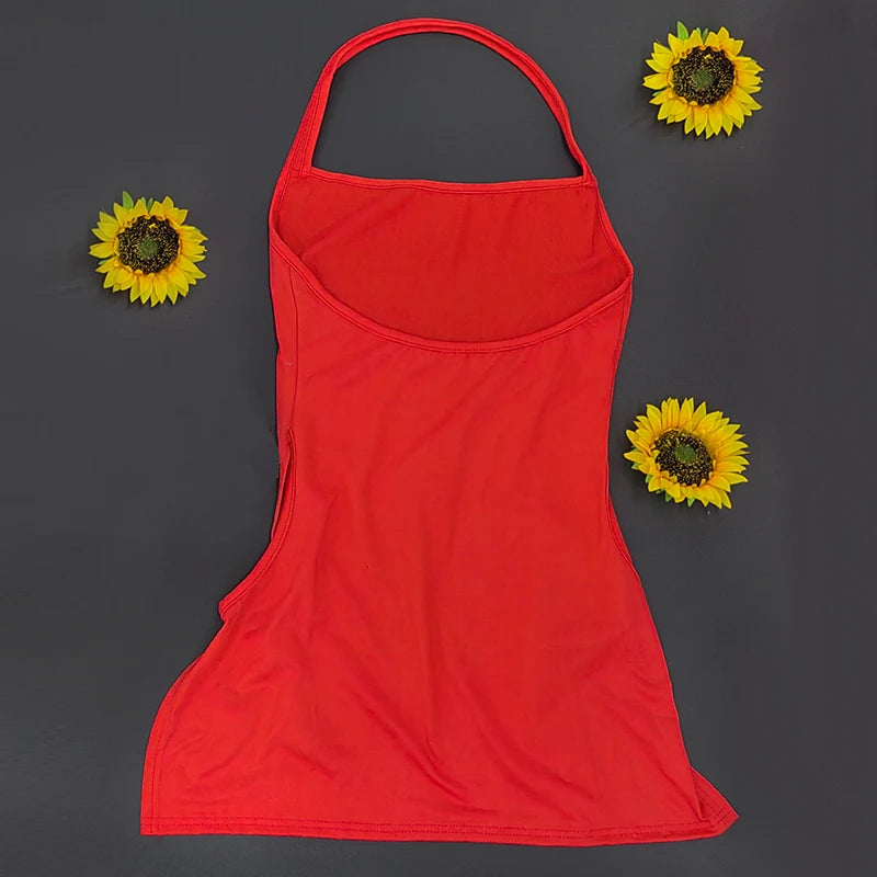 NEW Arrivals 6 Colors Summer Sexy Halter Mini Dress Y2K Women Sleeveless Strap Streetwear Backless Split Black Dress Party Elegant A-LINE New Dresses Evening Party Night Clubwear Mini Dress