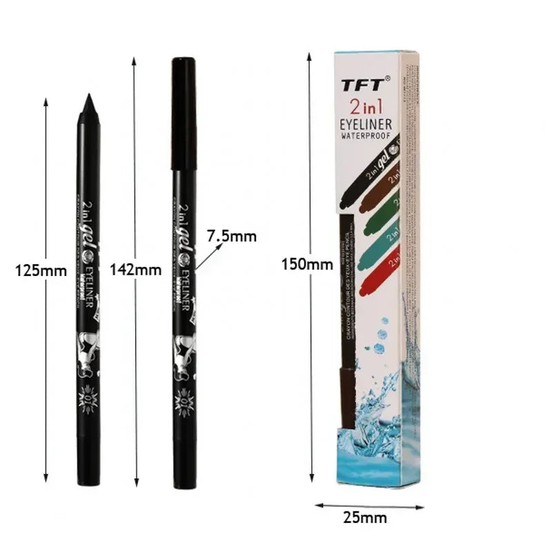 2 In 1 Eyeliner Lip Liner Gel Pencil Waterproof Long-lasting Blue White Black Brown Easy Wear Eyeliner Makeup for Eyes 7 Colors