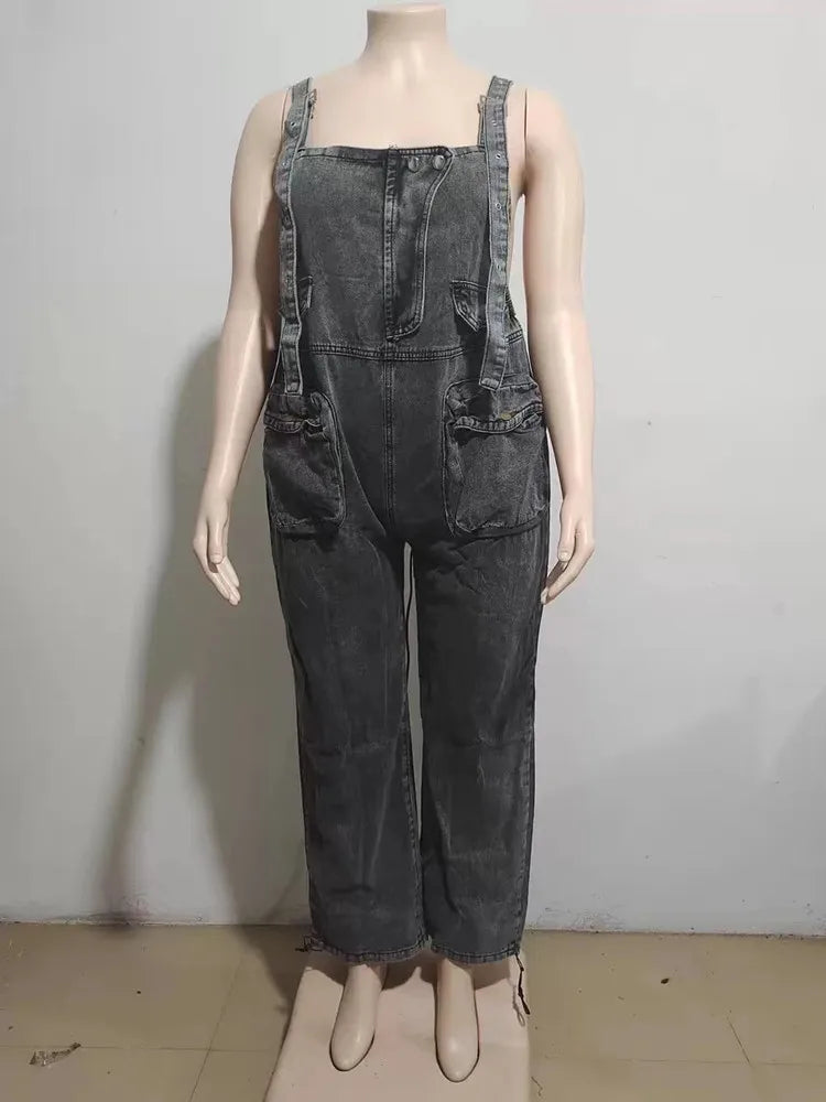 Wmstar Denim Jumpsuit Women Clothing Romper Slip Corset Sexy Casual New In Summer Fashion Pockets Pants Wholesale Dropshipping