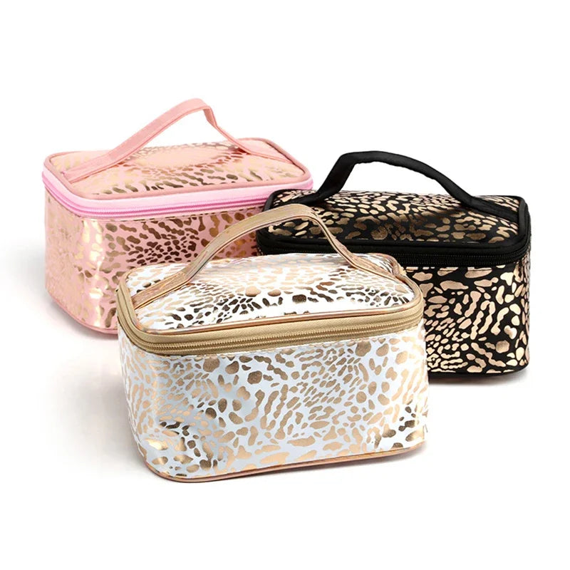 Leopard Transparent Luxury Cosmetic Bags for Women Make Up Case Outdoor Airport Travel Waterproof Leopard Clear Makeup Beauty Wash Organizer Bath Toiletry Storage Kit Bag Female Ladies Cosmetics Accessories Products