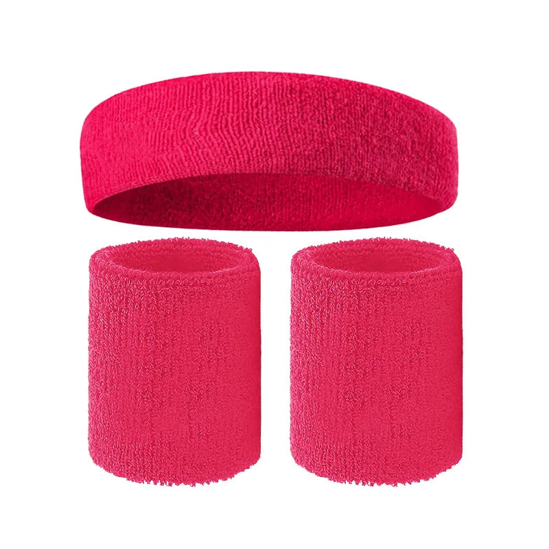 3PCS Set Men Sports Headband Sweatband Stretch Elastic Outdoor Sport Sweat Headband Wristband Women Gym Running Tennis Headwrap