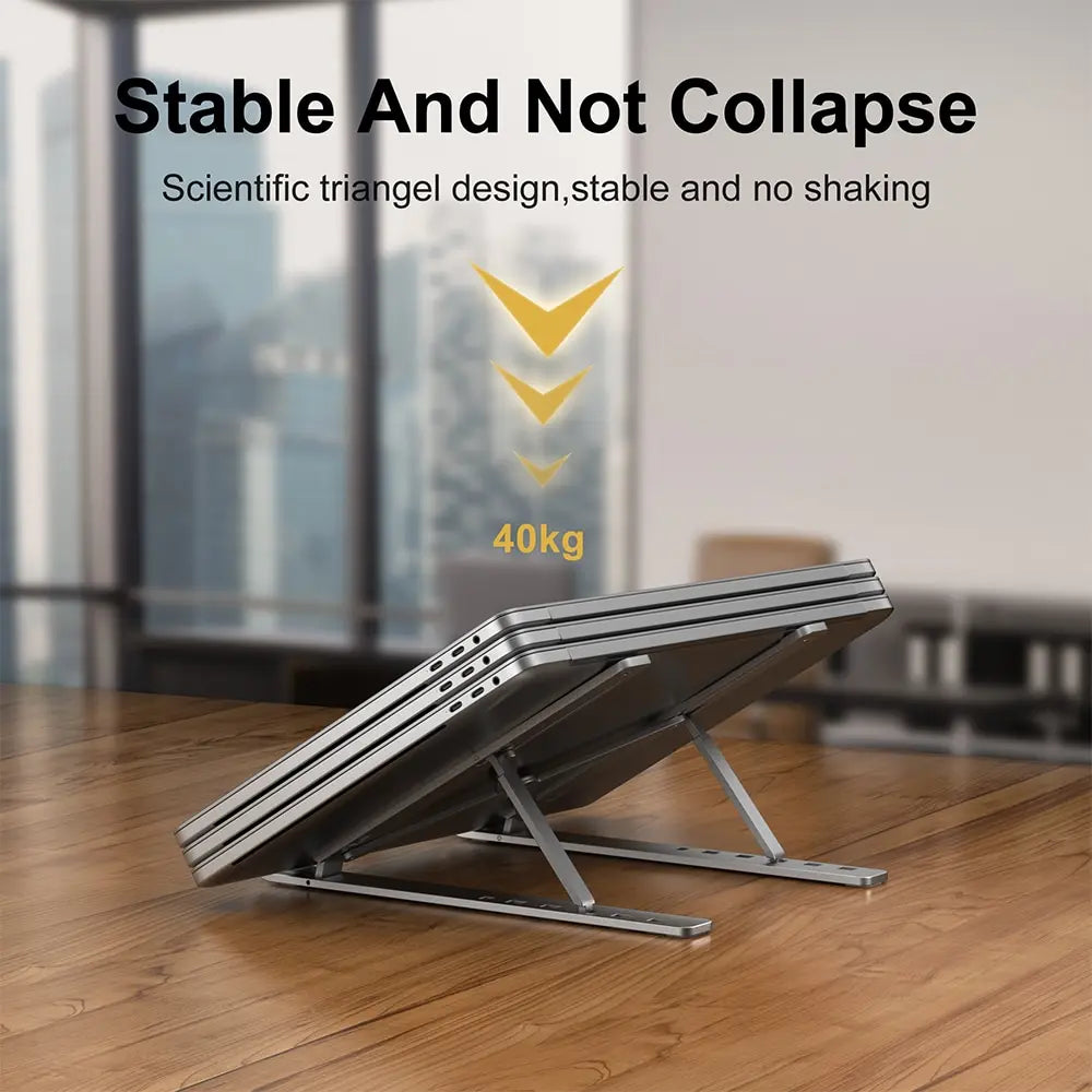 Silver/Gray Portable Laptop Stand Aluminum Notebook Support Computer Bracket Mac Book Air Pro Holder Accessories Foldable Lap Top Base For PC Computer Accessories Electronic Supplies