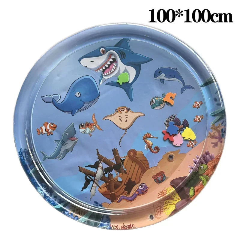 NEW Arrivals 10PCS Set 3 Styles 100CM Water Sensory Play Mat Thickened Inflatable Water Mat For Cat And Dog Pet Playmat With Fish Sea Ocean Theme Sensory Water Toys Pets Supplies