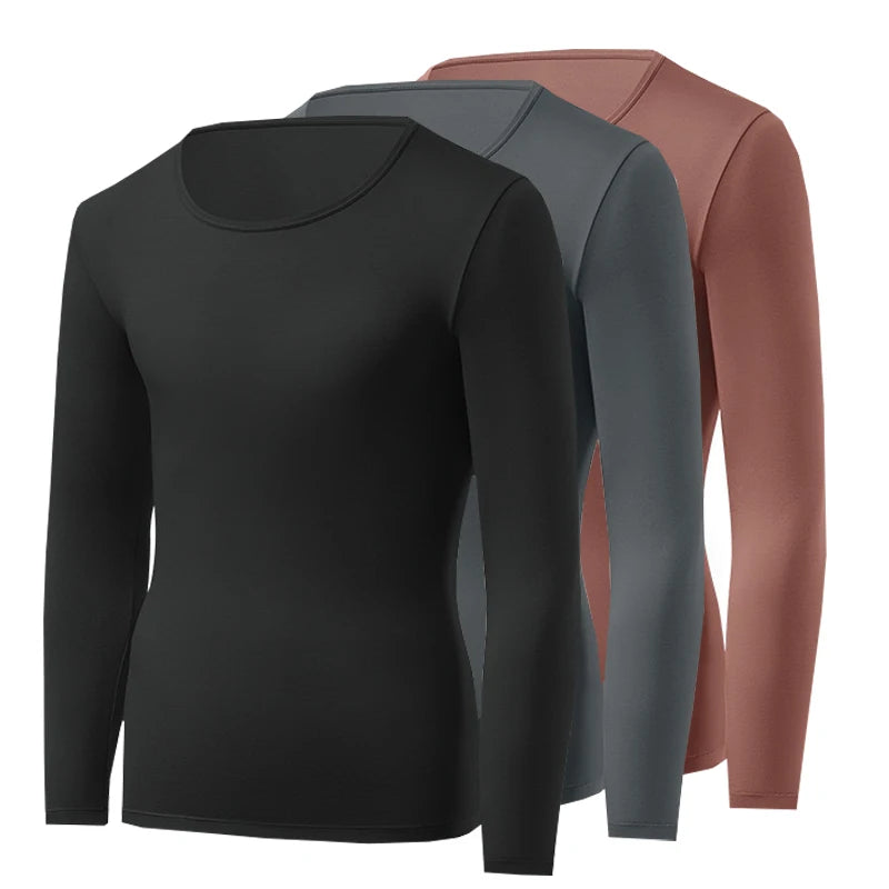 NEW Arrivals 1pcs Men's Ultrathin Thermal Underwear High Elasticity Plus Size Constant Temperature Seamless Long Sleeve Bottoming Tops