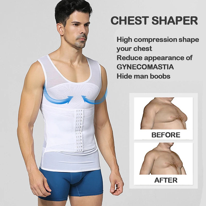 NEW Arrivals Men's Slimming Shaper Posture Vest Abdomen Reducing Gynecomastia Compression Body Modeling Shapewear Chest Tummy Shirt Corset
