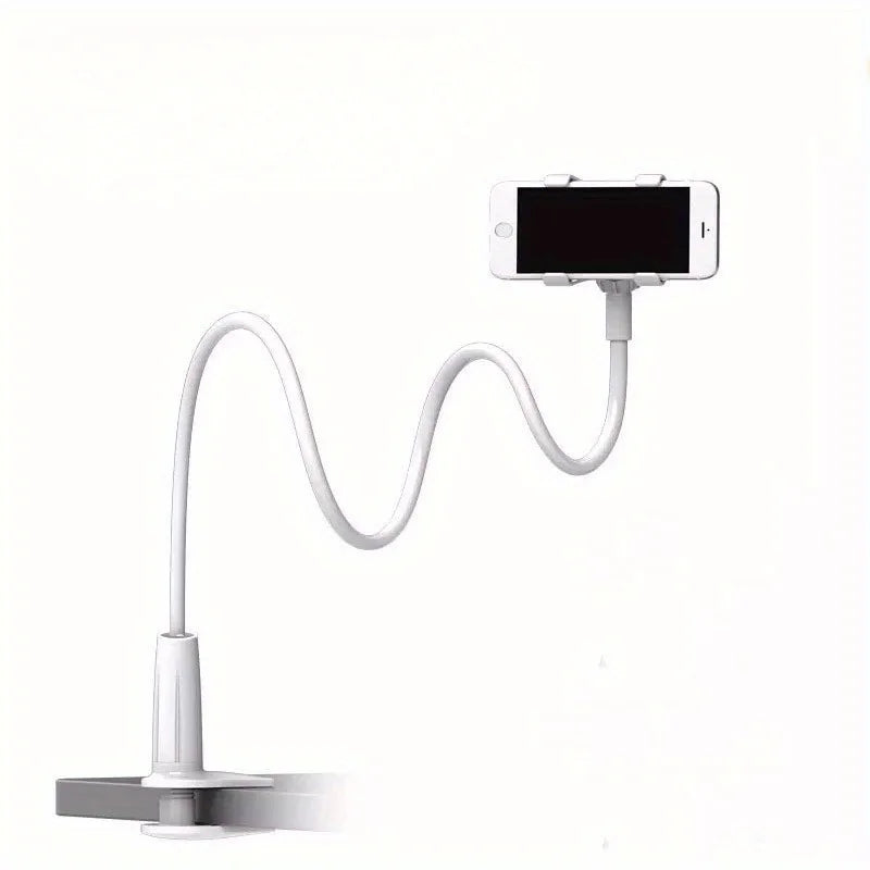 NEW White/Black Color Lazy Bedside Desktop Mobile Phone Clamp Bracket Flexible Long Arm Gooseneck Lazy Person Bracket With Handle Overhead Live Holder Mobile Phones Accessories