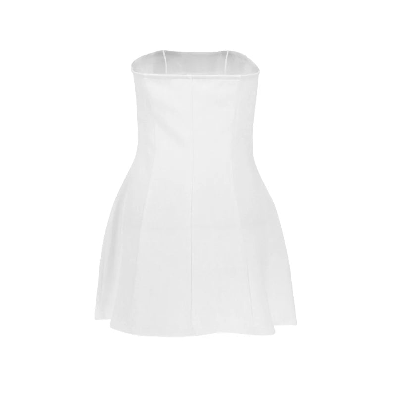 NEW Arrivals 3 Colors Strapless A-Line Dress Women's Summer Spring New Solid Fashion Sleeveless Sexy Off Shoulder Dresses Bodycon Elegant Club Party Dresses Summer Evening Beach Party Dress