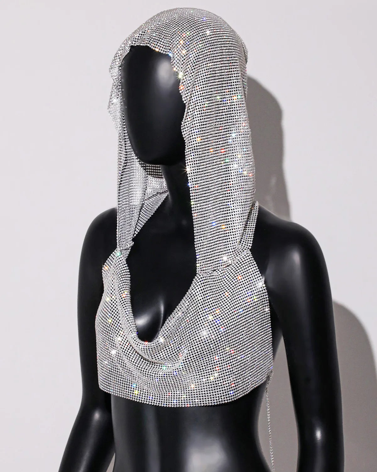 NEW Women Girls Luxury Sexy Mesh See Through T Shirt Shiny Rhinestone Fishnet Hollow Out Crop Top Long Sleeve Beach Cover Up Party Club Tank Tops Female Ladies Luxury Fashion Clothing Supplies