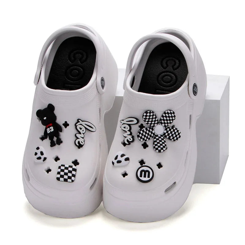 Women Chunky Platform Sandals Summer Soft Thick Sole Diy Clogs Garden Shoes Woman Closed Toe Non-Slip Beach Slides Sandals