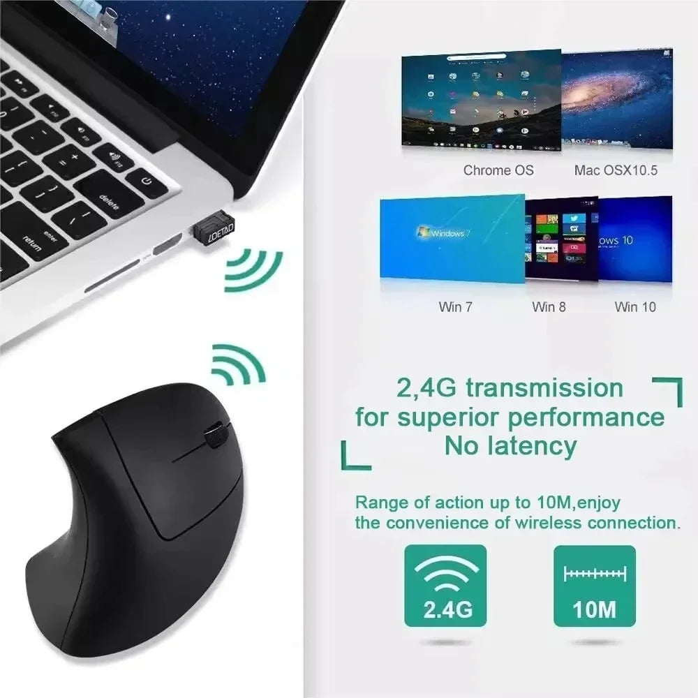 NEW Arrivals Vertical Mouse Ergonomic 2.4GHz Wireless Optical Mice 3 Adjustable DPI 800/1200/1600 6 Buttons for Laptop PC Computer Desktop