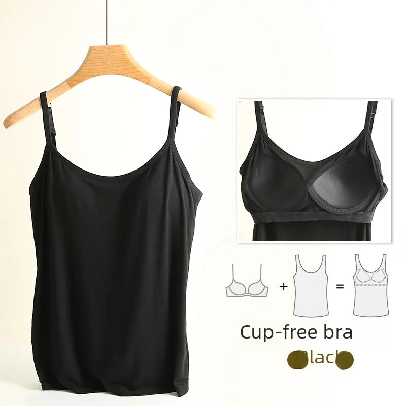 NEW BRAND M(37-50KG 3XL(75-90KG) Modal Women Vest Chest Pad Strap Thin Fit Bra One-piece Base Shirt Breathable Comfortable Back Beauty Cotton Pad