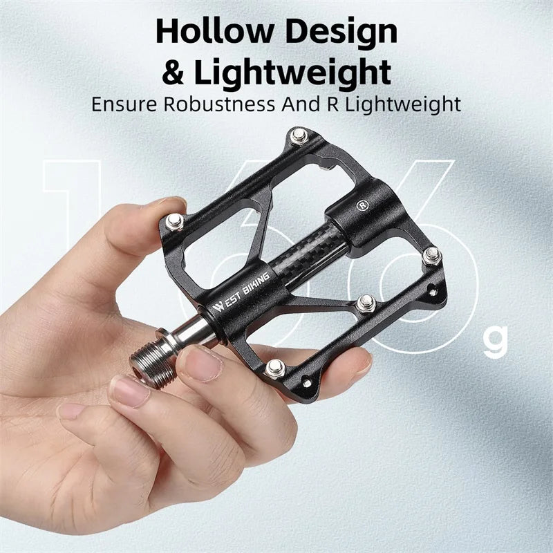 NEW Arrivals 3 Colors MTB Titanium Shaft Pedal Ultralight Mountain Bicycle Carbon Fiber Pedal 3 Bearings Road Bike Professional Pedal Anti-Slip Racing Cycling Pedals.