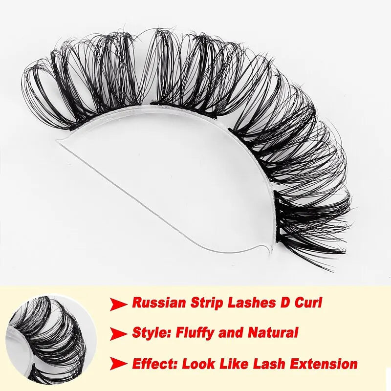 10 Pairs Russian Segmented Eyelashes Of 3D Mink Dramatic Lashes Hand Made Fluffy Soft Fake Eyelash Extension Cosmetics