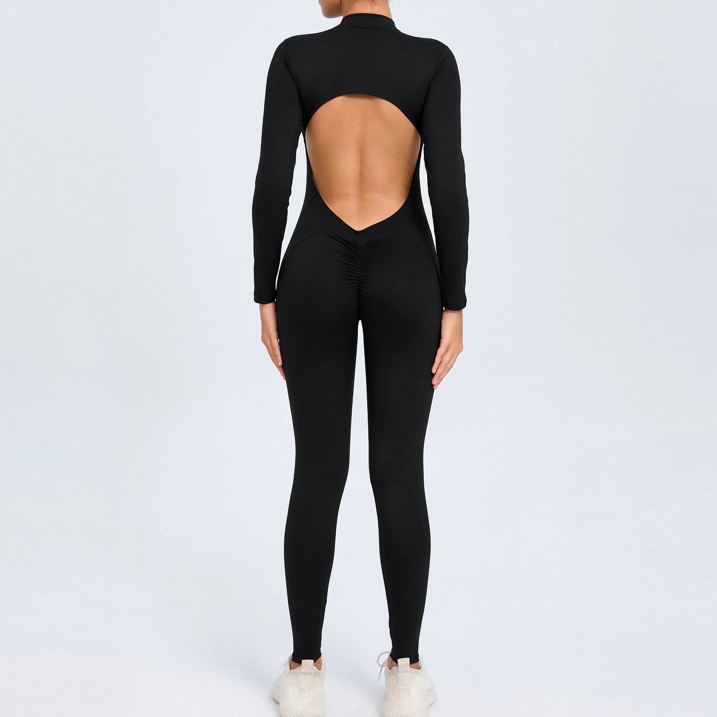 NEW Arrivals 10 Colors Women Sportwear Yoga Jumpsuit Zip Long Sleeve Back Open Outfit Fitness Tracksuit Tight One-piece Gym Overalls Sports Bodysuit