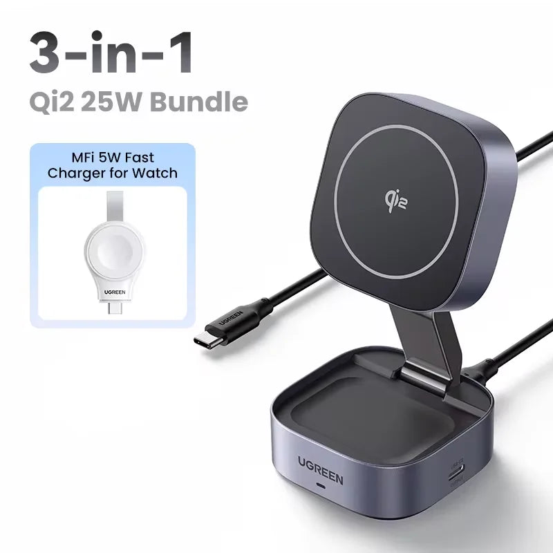 NEW Arrivals 25W Magnetic Wireless Charger Stand 2-in-1 Charging Station Dock Stand For iPhone 15 16 Pro Max/Air Pods For MagSafe Fast Charger