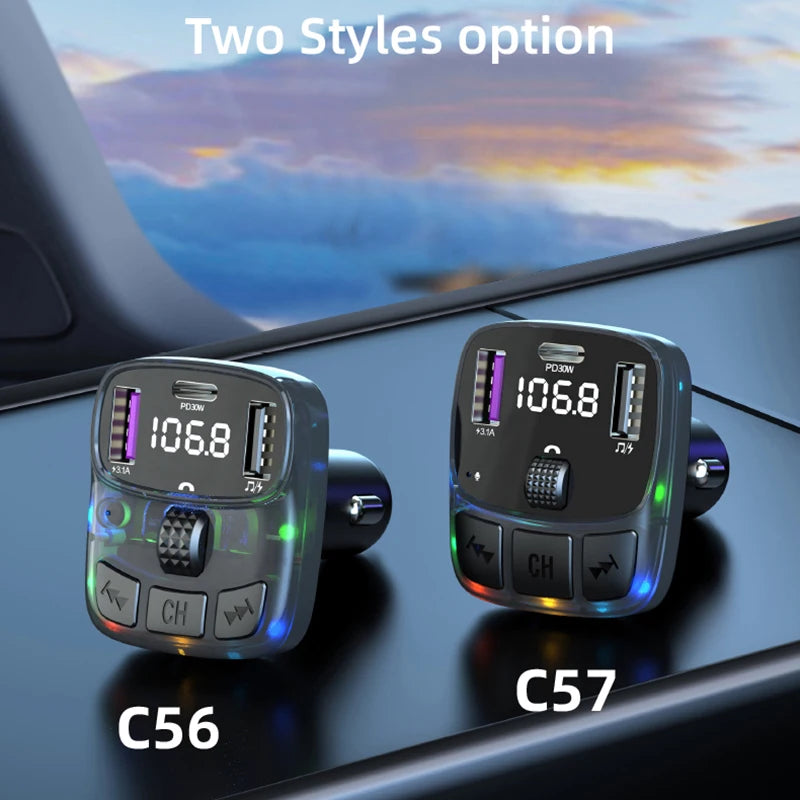 NEW Arrivals Bluetooth 5.3 MP3 Player Automobile Transmitter 30W PD Type C Dual USB Fast Charge Handsfree Car Audio Car Accessories