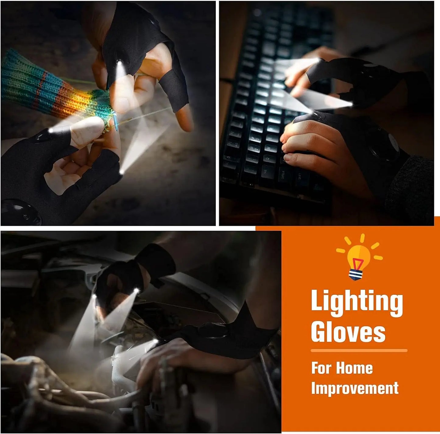 NEW Arrivals LED Half Finger Glove for Men Women Outdoor Waterproof Night Fishing Bait Cycling Running Flashlight Durable Fingerless Gloves