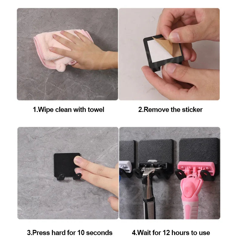 NEW 10PCS Set Shaving Razor Holder Multi-Function Men Shaving Shaver Storage Hook Wall Shelf Razor Rack Bathroom Kitchen Accessories Hooks