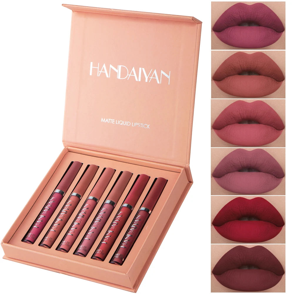 NEW Arrivals 6PCS Set Non Stick Cup Liquid Lipstick , Long-Lasting Lip Gloss Gift Box – Matte Finish Lip Gloss, Resistant to Fading Women Cosmetic Supplies
