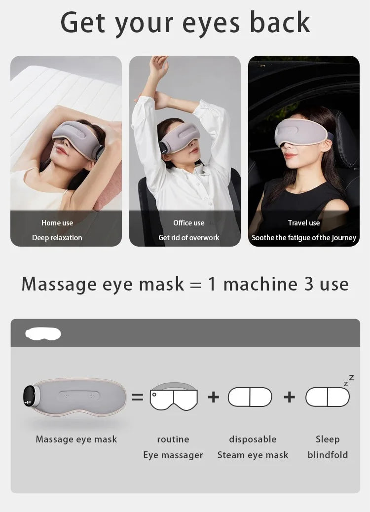 NEW Arrivals Japanese Eye Massager with Heat, Smart Eye Massager for Migraines,6 Modes ,Heat Compression Eye Massage, Heated Eye Massager Foldable