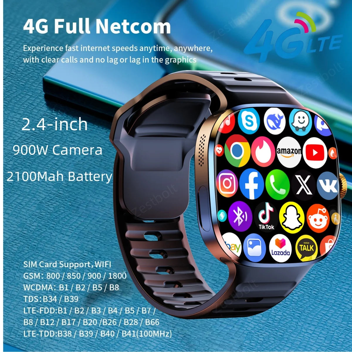 NEW Arrivals M99 5G 512GB Cellular Version Smartwatch 2.4inch Larger Screen Android 10 Smart Watch With Rotary Camera Sim Card Slot WIFI GPS Tracker Sports Electronic Supplies